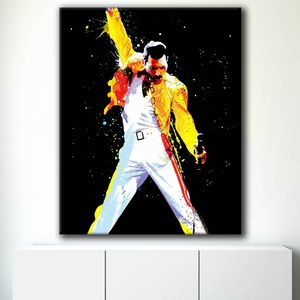Freddie Mercury Wall Art, Affiche de la star de musique, aquarelle d'art imprimés, peinture sur toile, images d'art mural pour décor de chambre à coucher de salon