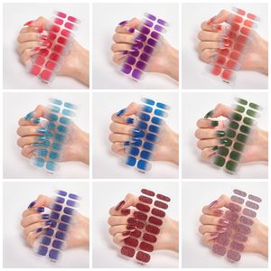 Gratis 16 Tips Nagelstickers Groothandel Gradiënt glitter Hars Nagellak Eenvoudige Waterdichte Nagelsticker Full Color Effen Kleur Sticker