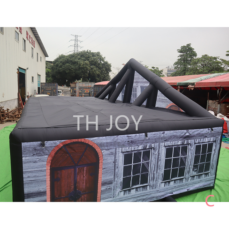 free air ship to door Outdoor Activities customized 10x5m Halloween inflatable bouncy castle obstacle house inflatable maze Haunted House