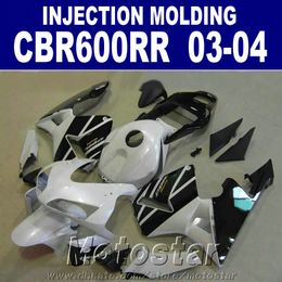 Montage de capot gratuit blanc noir pour carénage HONDA CBR 600RR 2003 2004 moulage par Injection 03 04 CBR600RR kit de carrosserie ABS 7 cadeaux ZO7E