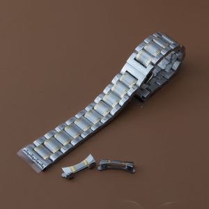 Extrémités incurvées gratuites Bracelets de remplacement Bracelet de montre en acier inoxydable à maillons solides couleur argent et or 14 15 16 17 18 19 20 21 22mm