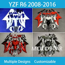 YZF R6 08 09 10 11 12 13 14 15 16 Cares de pièces de rechange pour Yamaha YZFR6 2008-2016 ABS FAIRING INJECTION KIT IVORY BLANC