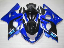 Gratis Custom Faring Kit voor Suzuki GSXR600 GSXR750 04 05 K4 Aftermarket GSX-R600 / 750 2004 2005 Blue Black Backings Set ZZ63
