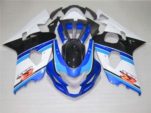 Gratis Custom Faring Kit voor Suzuki GSXR600 GSXR750 04 05 K4 Aftermarket GSX-R600 / 750 2004 2005 Blauw Zwart Wit Verklei Set CF55