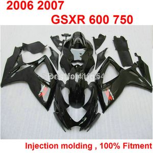 Kit de carénage de moulage par injection personnalisé gratuit pour SUZUKI GSXR600 GSXR750 2006 2007 noir GSXR 600 750 06 07 XC24