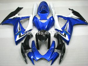 Gratis Custom Injectie Molding Fairing Kit voor Suzuki GSXR600 GSXR750 2006 2007 Zwart Wit Blue Backings GSXR 600 750 06 07 CX23