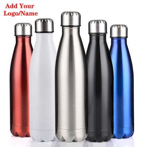 Nom personnalisé gratuit Flacon à vide en acier inoxydable Bouteille d'eau isolée Sports thermiques Chilly Cola Tasse de voyage Thermo Cadeaux 210615