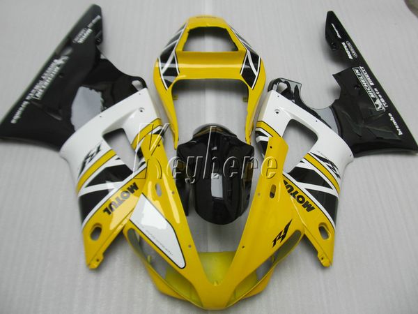 Kit de carenado de piezas de carrocería personalizado gratis para Yamaha YZFR1 2000 2001, juego de carenados amarillos y negros YZF R1 00 01 IT36