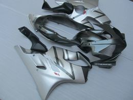 Gratis Personaliseer Fairing Kit voor Honda CBR600 F4I 04 05 06 07 Silver Black Backings Set CBR600F4I 2004-2007 OT15