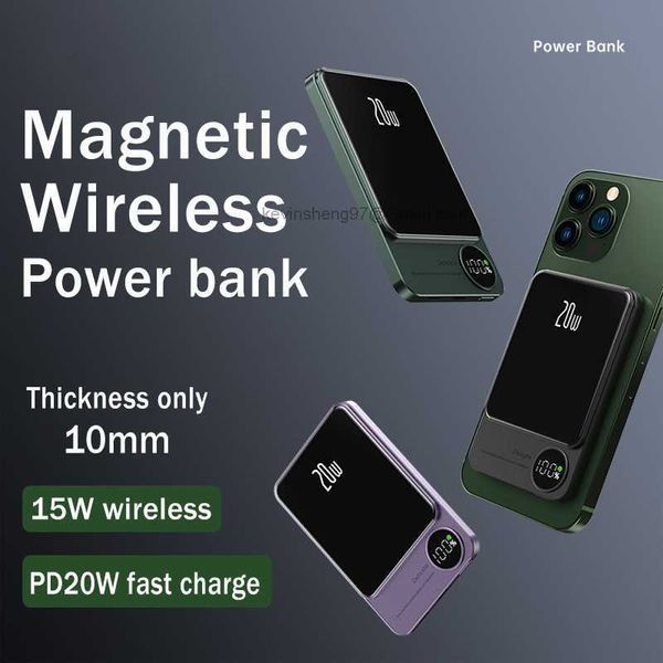 Banque de batterie LOGO 10000mAh Macsafe personnalisée gratuite chargeur sans fil de banque d'alimentation magnétique pour iphone 14 13Pro 12ProMax batterie auxiliaire externe