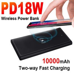 Gratis Aangepaste LOGO 10000 mAh Draadloze Snel Opladen Power Bank Draagbare Twee-weg Snellader 2USB Externe Batterij voor Xiaomi iphone Sams