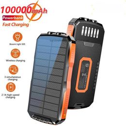 Gratis Aangepaste LOGO 25000 mAh Solar Power Bank Qi Draadloze Oplader voor iPhone 12 Samsung S21 Xiaomi Powerbank Draagbare Externe Batterij LED Poverbank