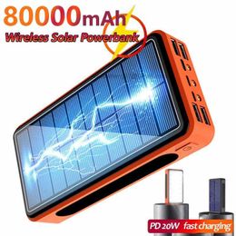 LOGO personnalisé gratuit 50000mAh Banque de puissance sans fil Portable Charge rapide Solaire Powerbank 4 USB Voyage Batterie externe pour Iphone Xiaomi Samsung