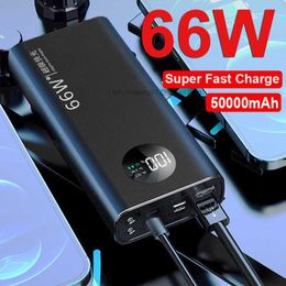 Gratis Aangepaste LOGO 66 W Super Snel Opladen Power Bank Draagbare 50000 mAh Oplader 2USB Digitale Display Externe Batterij zaklamp voor iphone Xiaomi