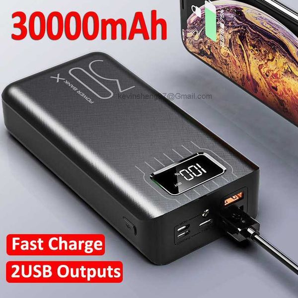 LOGO personnalisé gratuit charge rapide Power Bank 30000mah chargeur portable haute capacité affichage numérique batterie externe lampe de poche pour Xiaomi IPhone