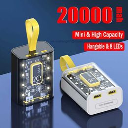 LOGO personnalisé gratuit Mini Power Bank Câbles intégrés Chargeur portable 20000mAh Charge rapide Batterie externe LED pour iPhone Xiaomi Android