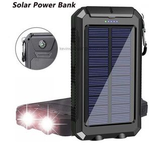 Gratis aangepast LOGO Portable Solar Power Bank Krachtig opladen Powerbank Externe batterijlader Sterk licht LDE-licht voor alle smartphones 30000 mah