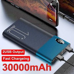 LOGO personnalisé gratuit Charge rapide bidirectionnelle Power Banks Chargeur portable 30000mAh Affichage numérique Batterie externe 2.1A Poverbank pour Xiaomi iPhone LG