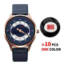 Reloj con logotipo personalizado gratis, reloj creativo con engranaje para hombre, reloj de pulsera de cuarzo de Cuero militar, relojes personalizados para regalo