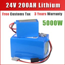 Impuestos de aduanas gratuitos Paquete de batería de iones de litio de 24 voltios DIY de alta calidad con cargador y BMS para paquete de batería de litio de bicicleta eléctrica de 24v 100ah