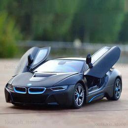 Gratis levering 1 24 BMW i8 Supercar Alloy Car Model Diecasts speelgoedvoertuigen Verzamel geschenken niet-remote controletype Transportspeelgoed T230815