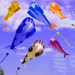 Livraison gratuite de grand kit doux Dolphin Kit en nylon Kit de kit Animation Kites Childrens Bounwoor Game en plein air Windsock 240428