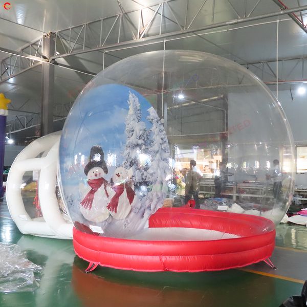Entrega gratuita actividades al aire libre 4x3m 5x3m globo de nieve inflable navideño gigante con túnel a la venta