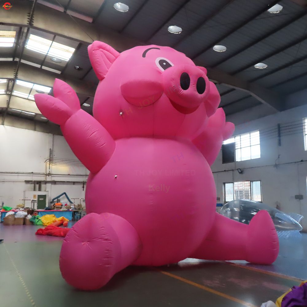Ücretsiz teslimat açık hava aktiviteleri dev şişme pembe domuz karikatür hayvan zemin balonları satılık