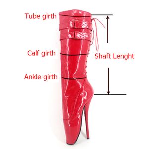 Free DHL 18cm Ultra Women bottes de ballet à talons hauts aucun orteil Bretelles croisées à boucle sexy Fetish Red Man pole Chaussures de danse Bottes au genou