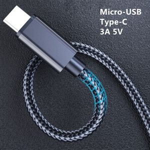 DHL gratuit 1M Lenth Nylon Tissu Emballage Charge rapide 3A USB vers Type-C Micro-USB Câble de données de charge pour Samsung Huawei Xiaomi OPPO VIVO