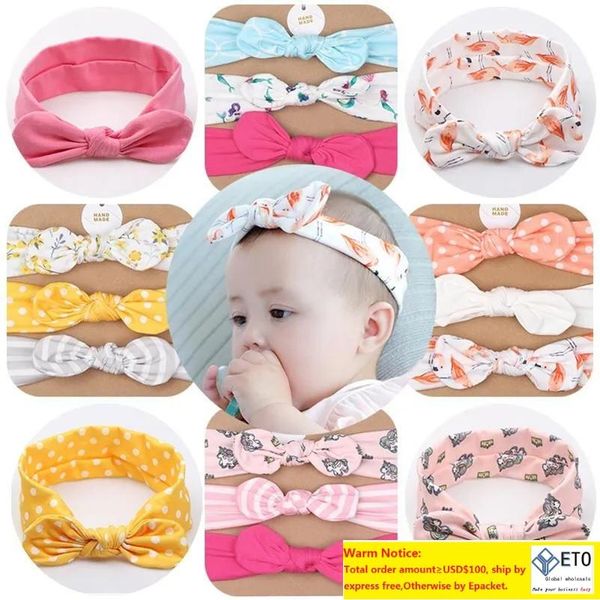 Gratuit DHL Bébé Accessoires 3pcslot Lapin Styles Polka Dot Stripes Wraps Toddler Enfants Filles Bandeaux 19 Ensembles En Gros HairbandsZZ