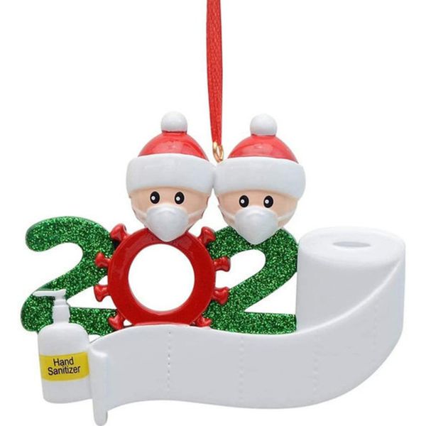 GRATUIT DHL Noël décoration anniversaire cadeau de fête produit personnalisé famille de 4 ornement pendentif avec masques de visage assainis à la main