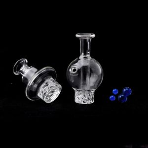 Gratis DHL Glas UFO / Bubble Cap Spinning Carb Cap met 6mm Sapphire Kralen voor afgeschuinde rand Flat Top Dikke Bodem Quartz Banger Nails