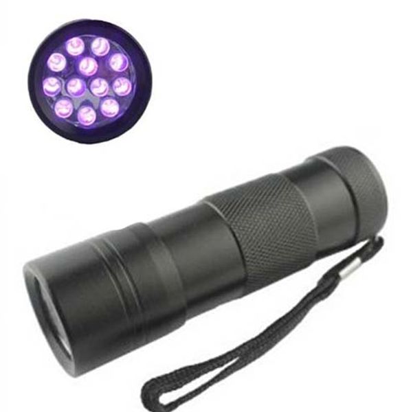 ¡Gran venta! Linterna ultravioleta de 12 LED, lámpara de campamento ultravioleta, luz de Flash UV antifalsificación