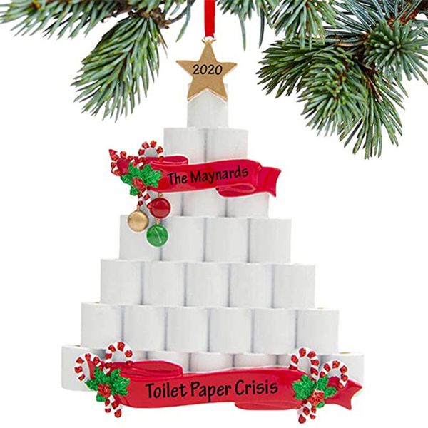 DHL gratuit NOUVEAU 2020 Serviette en papier en forme de pendentif en plastique DIY Personnalisé Famille Papier Ornement 2020 Décoration Ornement d'arbre de Noël