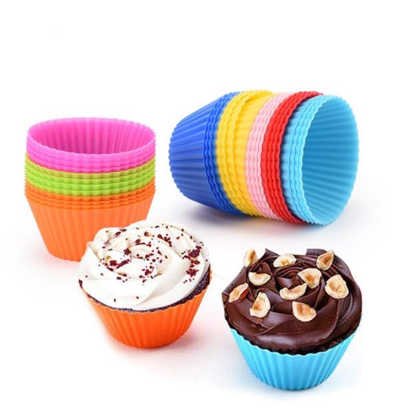 Free DHL Stampo da forno in silicone 7cm Stampi per torte Stampi per muffin antiaderenti Gelatina Bakeware Cupcake Liner Stampi da forno LX9009