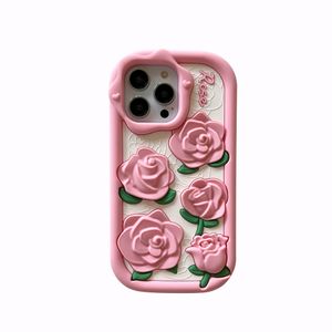 gratis DHL groothandel 3D Cartoon Leuke Roze Roos Bloem Bloemen Telefoon Case Voor iphone 14 13 12 Pro Max i11 14pro 13pro 12pro Kid 3D Shockproof silicagel siliconen Soft Cover