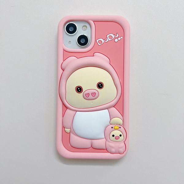 DHL gratuit en gros 3d dessin animé drôle cochon cochons étui souple pour iphone 14 Plus 13 12 Pro Max fille mignon couverture arrière de téléphone en silicone souple