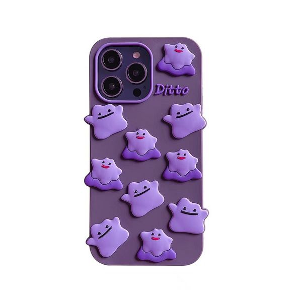 DHL libre al por mayor ashion Cute 3D Purple Ghost Case para iphone 14 13 12 11 Pro XS Max XR X Halloween Soft Silicone Bubble Phone Cover Kids Gift
