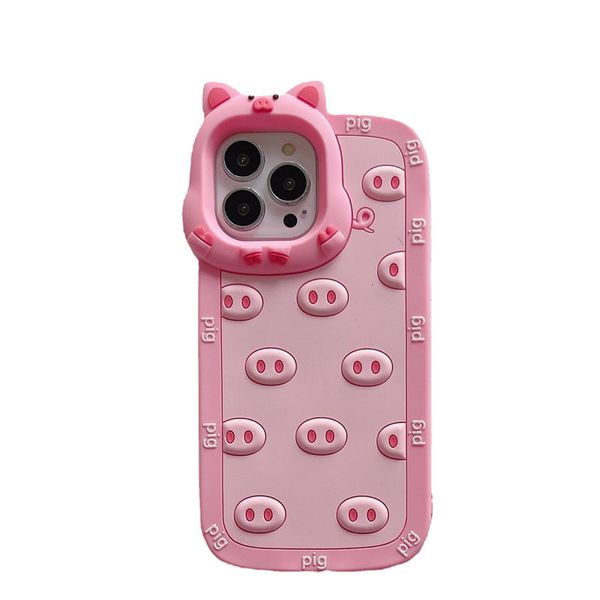 DHL libre al por mayor Cartoon Pig 3D Case para iphone 14 Plus 13 12 11 Pro Max 13pro 14pro Girl Cute Soft silicona cubierta de teléfono rosa