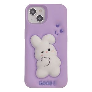 DHL libre al por mayor Cartoon Rabbit 3D Case para iphone 13 12 14 Pro Max i11 Bunny Kid regalo de silicona suave a prueba de golpes cubierta de teléfono púrpura para 13pro 14po