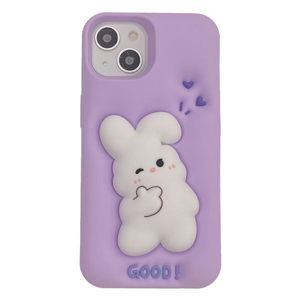 DHL gratuit gros dessin animé lapin 3D étui pour iphone 13 12 14 Pro Max i11 lapin enfant cadeau souple Silicone antichoc violet couverture de téléphone pour 13pro 14po