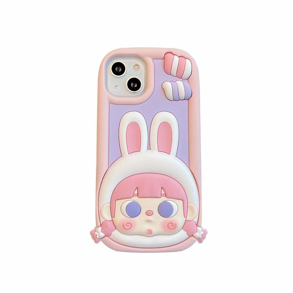 DHL libre al por mayor Cute Candy Rabbit Gril Phone Case para iphone 14 Plus 13 12 Pro Max i11 2023 Pop ins Cartoon Soft Silicone Cover para 14pro 13pro