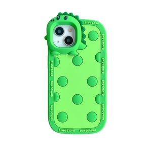 DHL gratuit gros dessin animé mignon monstre dinosaure3D étui pour iphone 14 Plus 13 12 11 Pro XS Max XR X couverture de téléphone en silicone souple avec lanière perle cadeau pour enfants