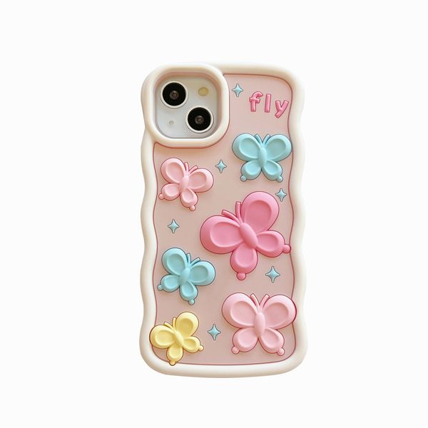 DHL gratuit en gros Fashion Candy couleur Butterfly 3D Case pour iphone 14 13 12 Pro Max i11 Kids Soft silicagel Cute Phone Cover pour 14pro 13pro 12pro