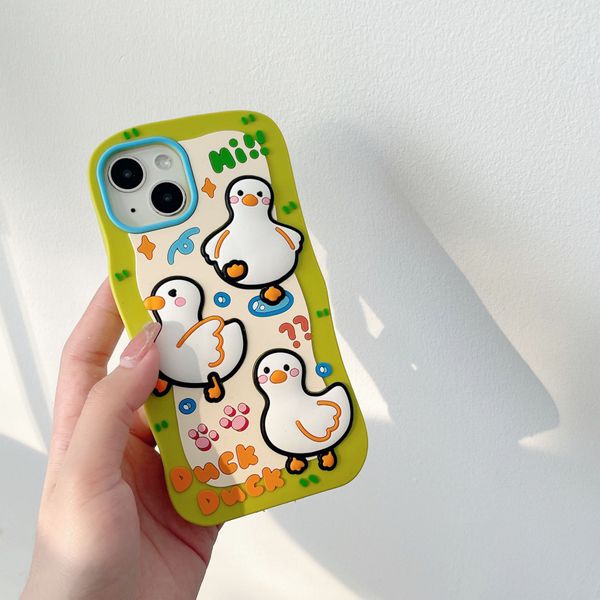 DHL libre al por mayor INS Cartoon 3D estereoscópico Duck Phone funda de silicona para iphone 14 13 12 11 Pro Max Kid a prueba de golpes silicagel Soft Cover