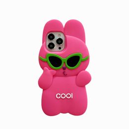 DHL gratuit en gros Corée populaire ins Cartoon Rabbit 3D Case Pour iphone 14 13 12 Pro Max i11 13pro Enfants Antichoc Doux Silicone rose Couverture de Téléphone