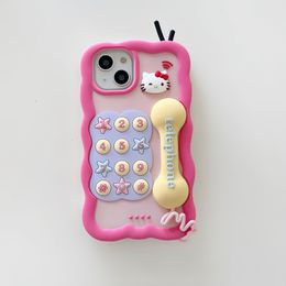 gratis DHL groothandel telefoon Mooie Roze 3D Telefoon Case Voor iphone 14 13 12 Pro Max i11 14pro 13pro Gril Kid funtelephone Leuke Cartoon Kat Zachte Siliconen Cover