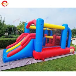 Bâche gonflable en PVC bleu rouge, porte gratuite 52x25m, videur gonflable pour enfants, château gonflable, maison de rebond avec toboggan 240127