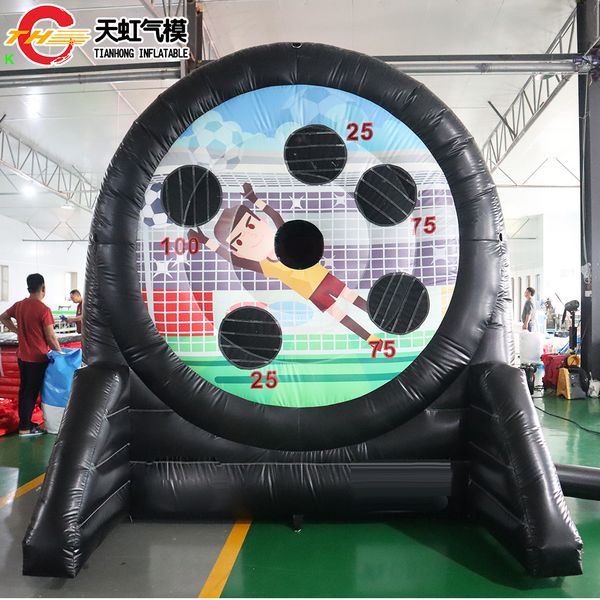 Ship de porte gratuit Activités extérieures 5mh (16,5 pieds) avec 6 balles doubles côtés gonflables Dart Soccer Football Golf Dart tir du jeu Carnival Game à vendre